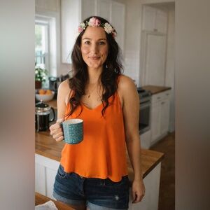 Annabella Orange Sleeveless Top